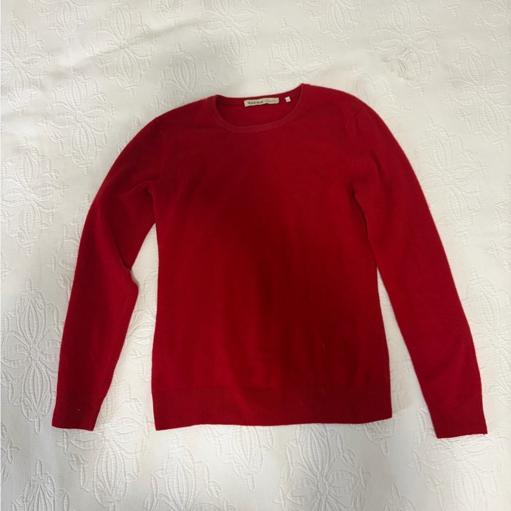 Black Goat Cashmere Red Crew Neck Sweater